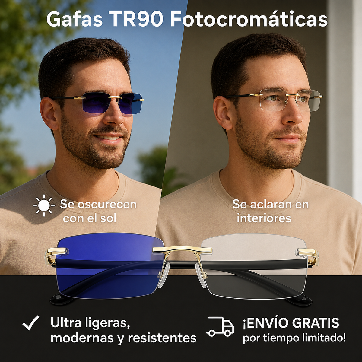 UN SOLO PAR DE GAFAS PARA TODO MOMENTO [COMPRA UNA Y RECIBE DOS + ESTUCHE Y PAÑO DE LIMPIEZA GRATIS]